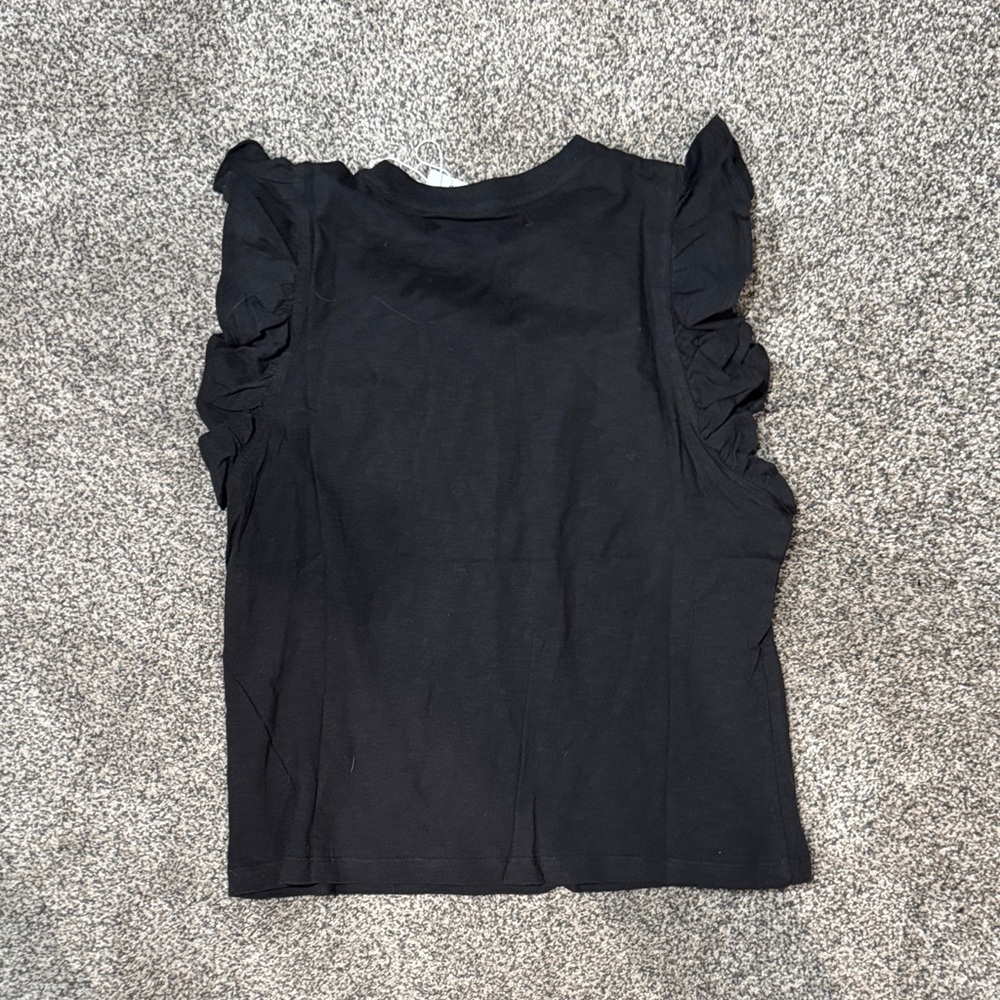 Black Ruffle Sleeve Top - Picture 2 of 4